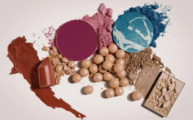 flat lay of makeup items tested to be on acne safe makeup list
